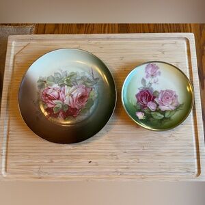 2 Vintage hand painted plates